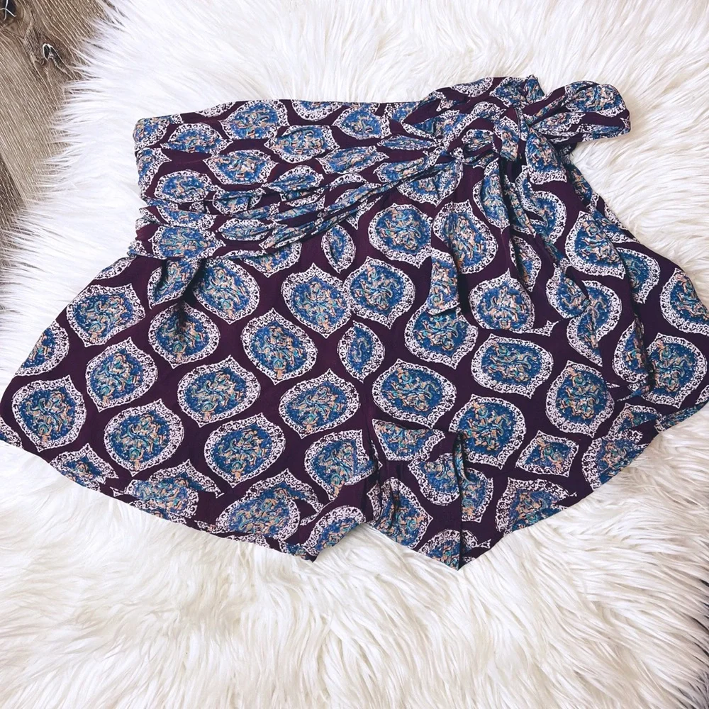 Free People Medallion Print Tie Waist Shorts